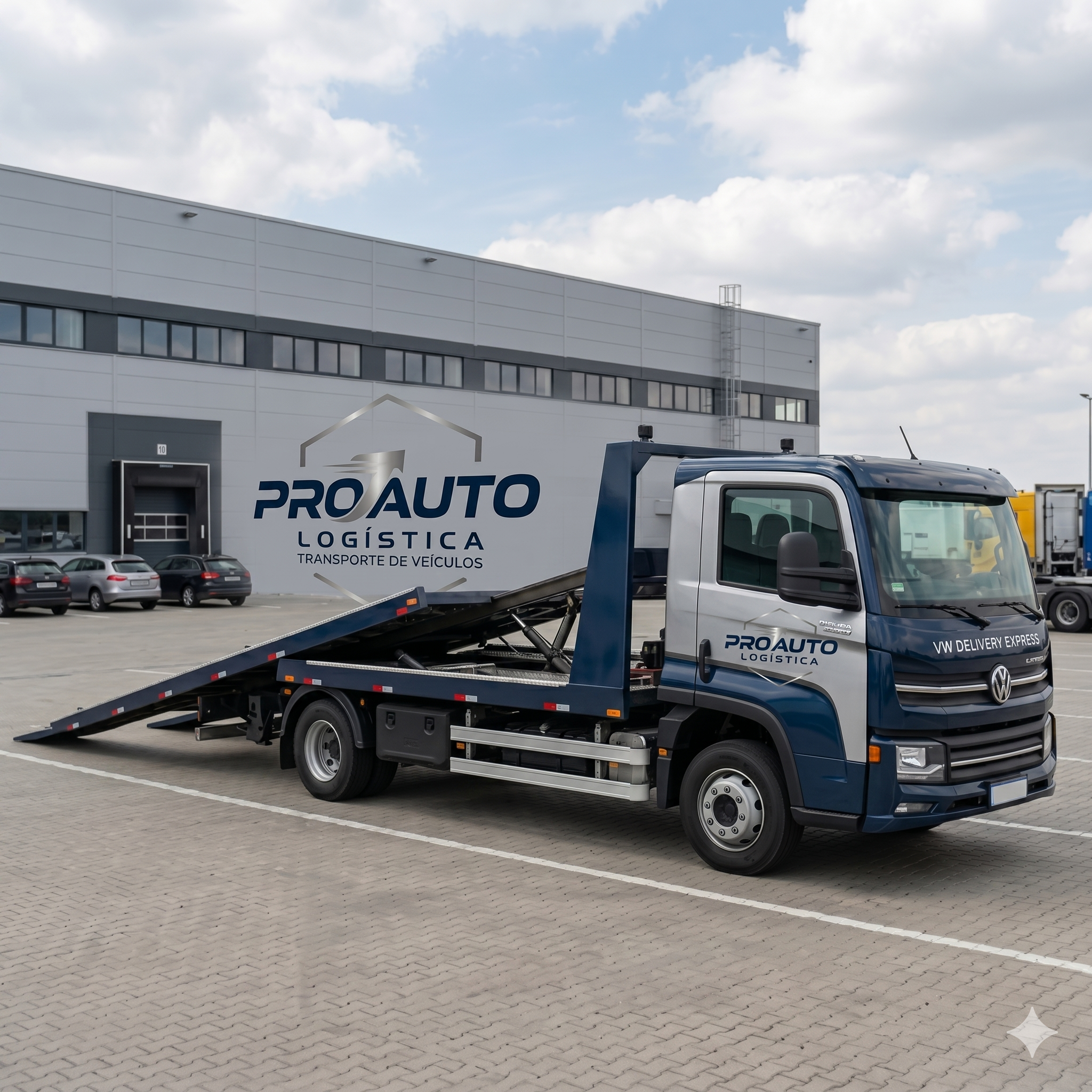 Veículo da frota Pro Auto Logística estacionado na base operacional